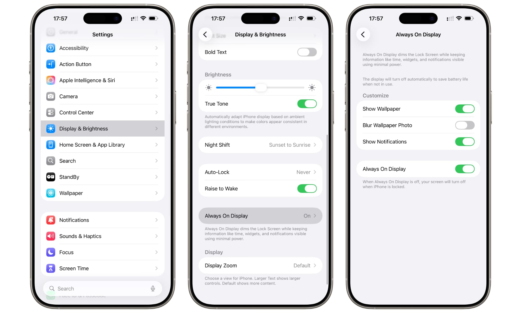 iOS 26 Always On Display Settings