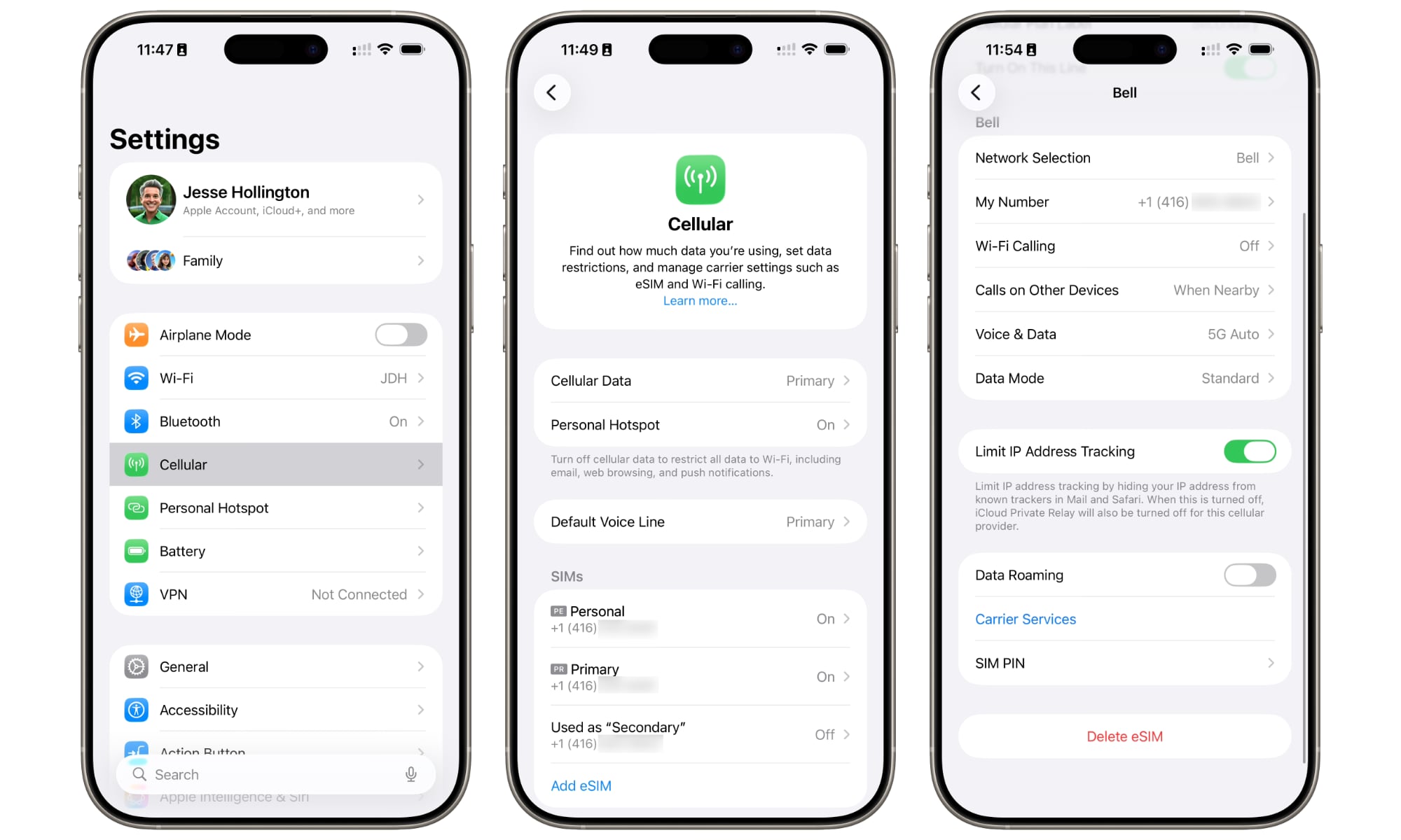 iOS 26 Cellular Settings eSIM