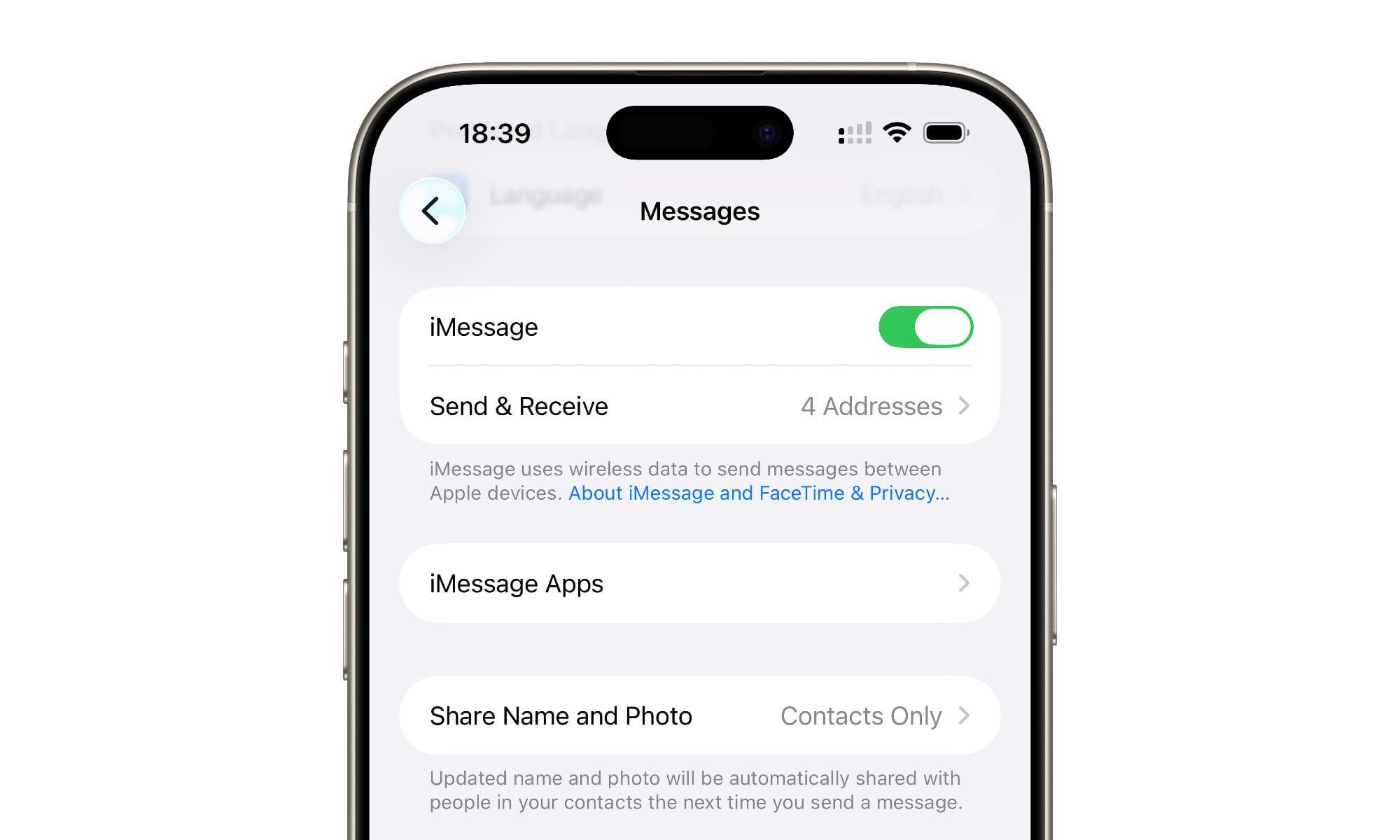 iOS 26 iMessage settings