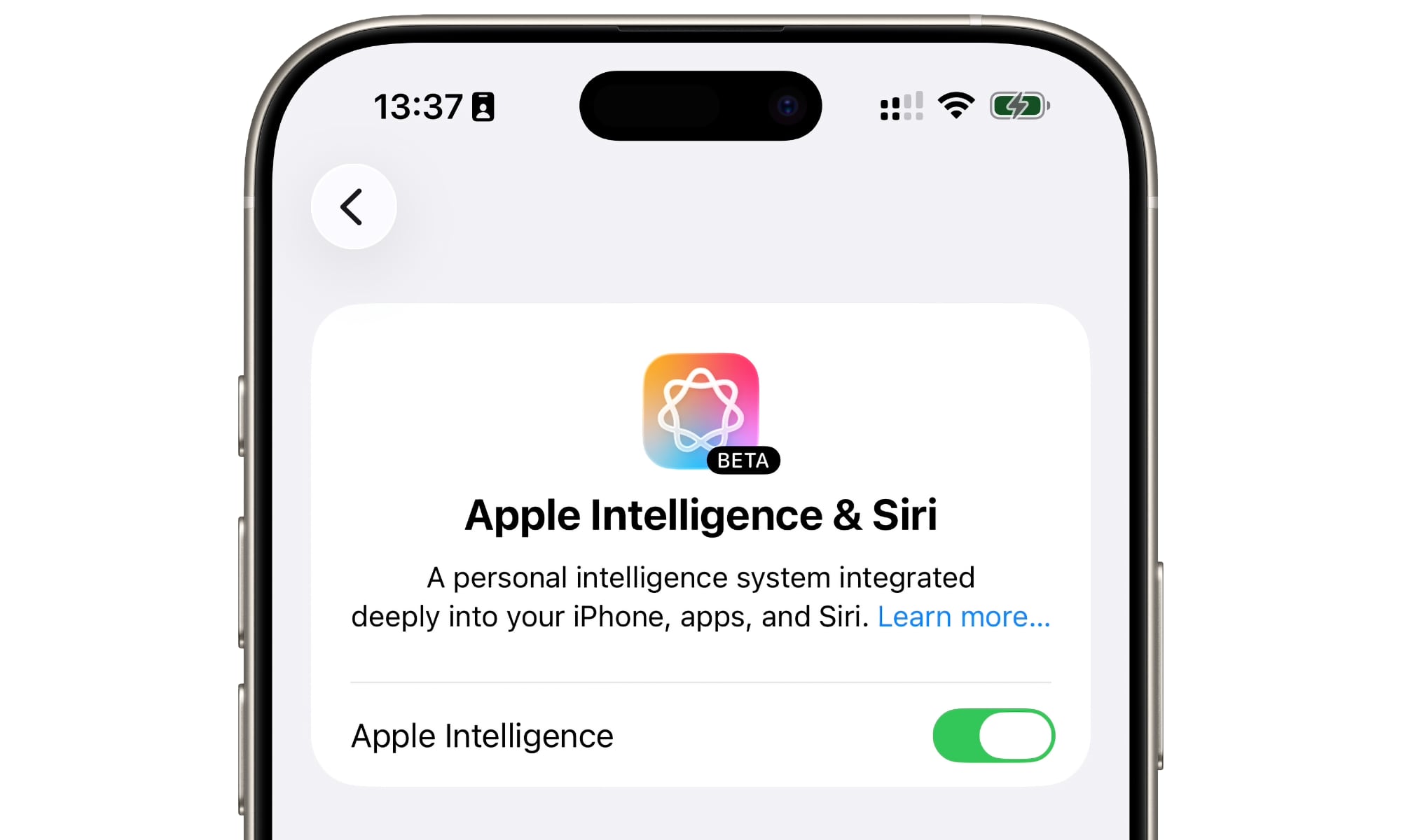 Apple Intelligence Settings in iOS 26 