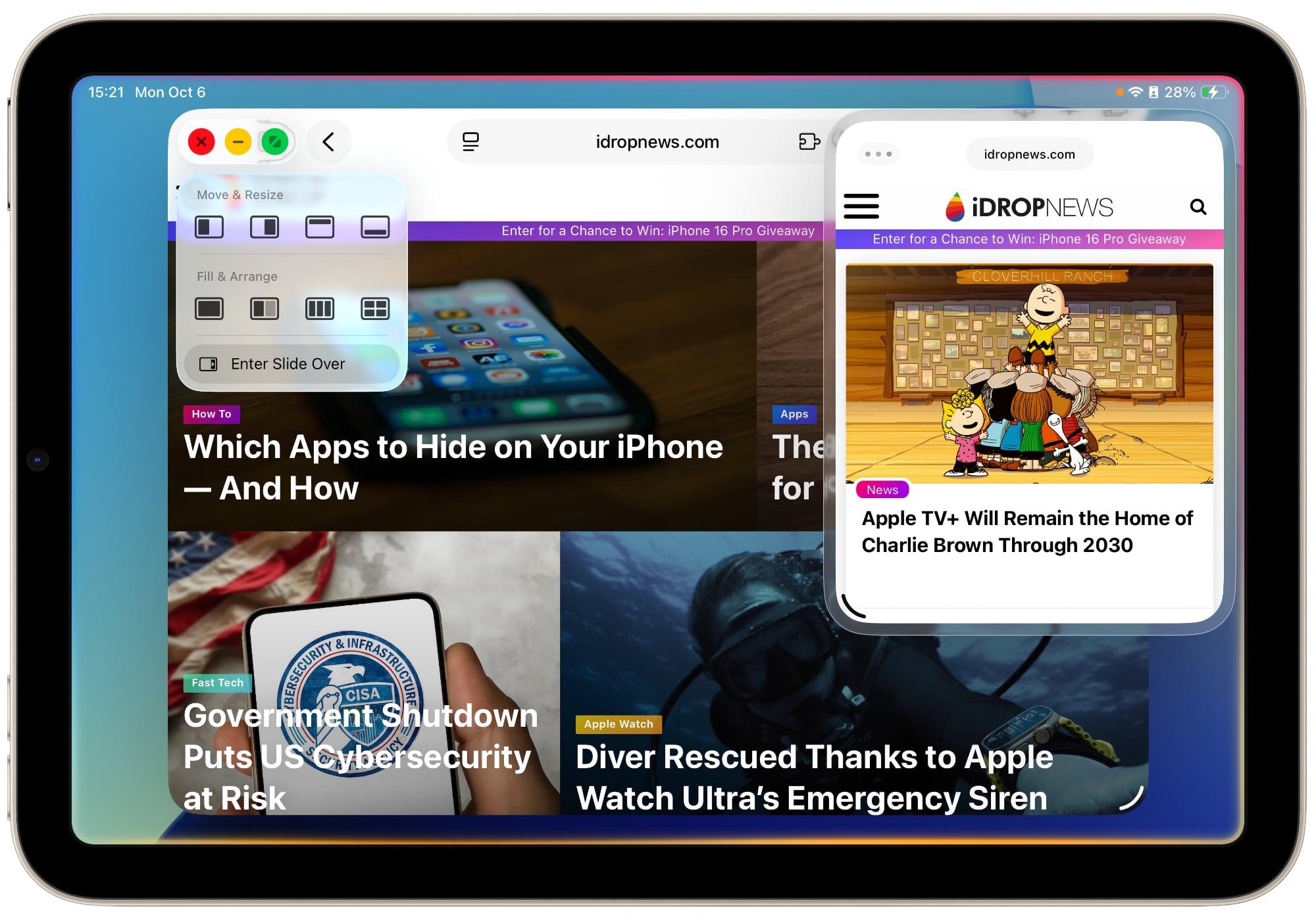 iPadOS 26.1 beta 2 Slide Over