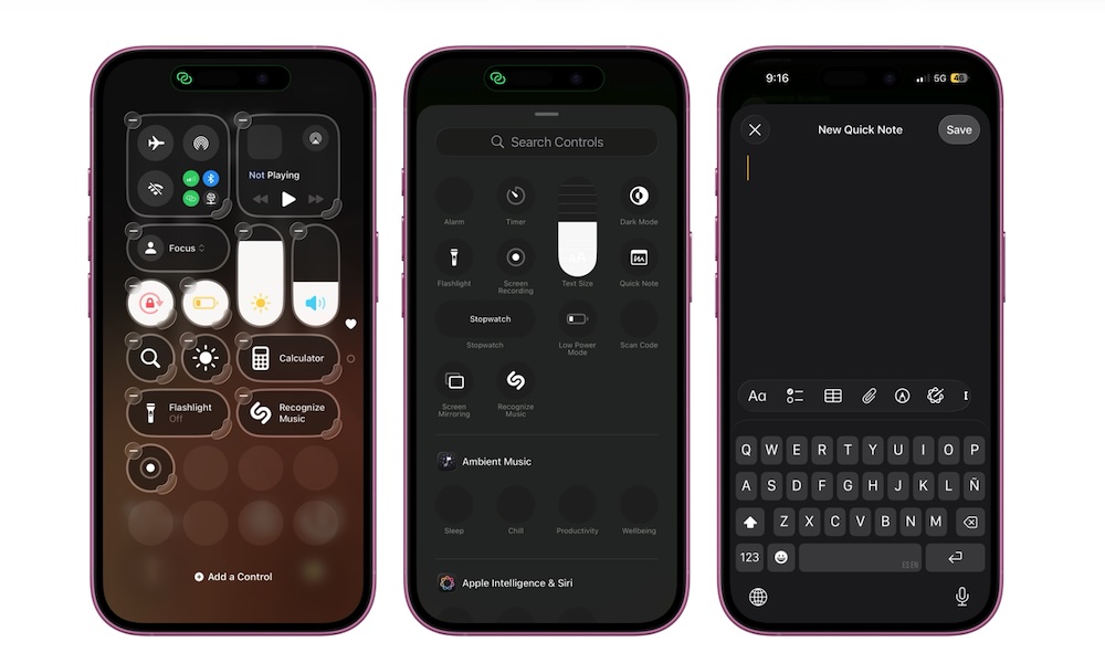 Add Quick Note to Control Center iPhone