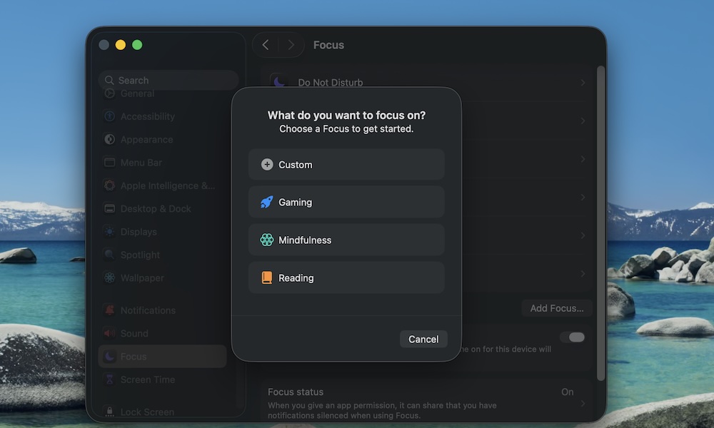 Create a Focus Mode on Mac