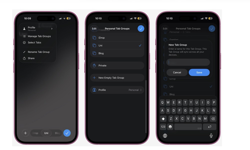 Create a New Tab Group Safari iPhone