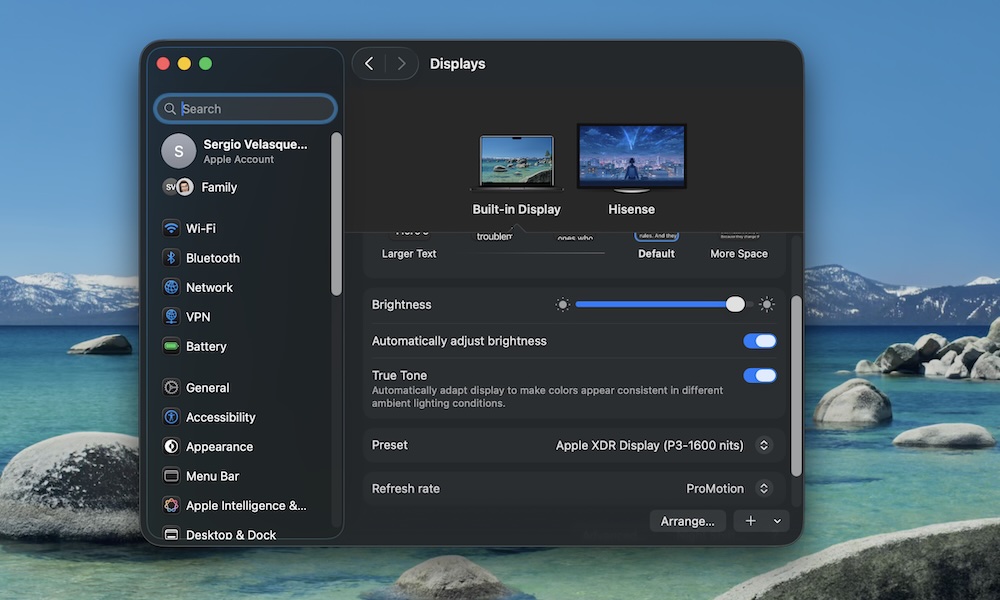 Display Brightness Settings on Mac