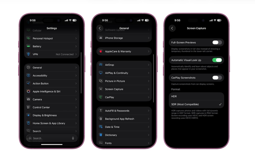 HDR screenshots on iPhone