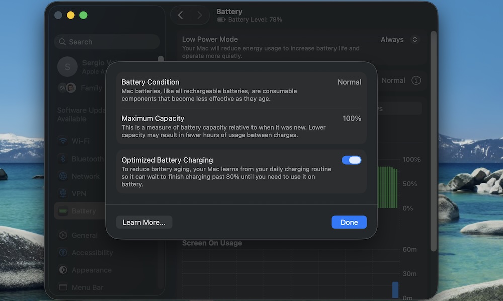 Optimized Battery charging on Mac