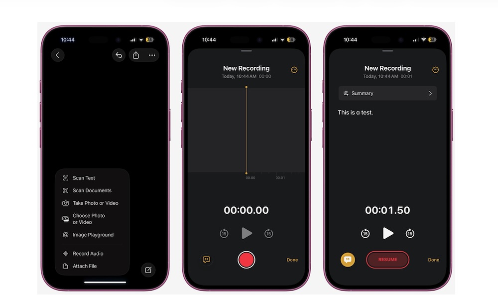 Recording Transcription Notes app on iPhone