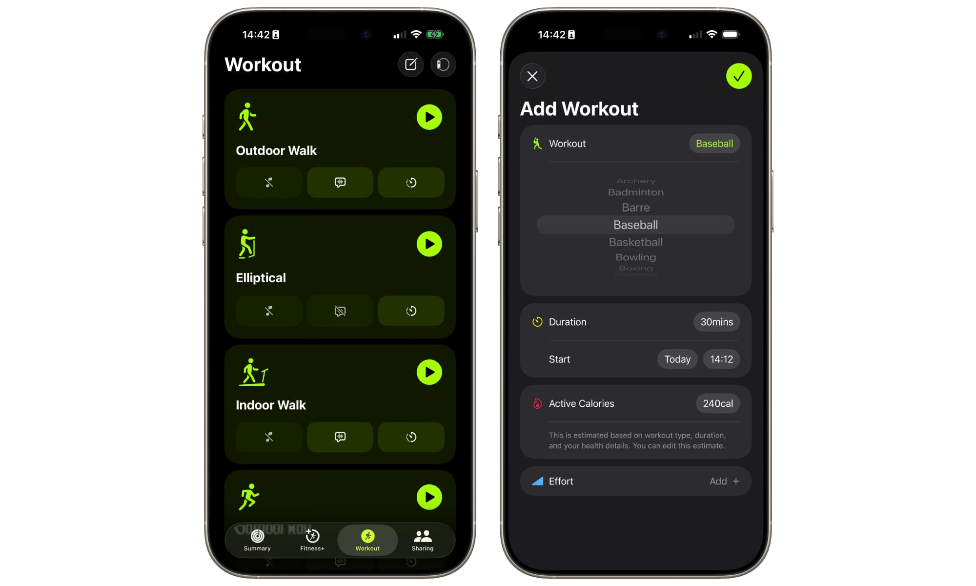 iOS 26.1 Fitness Add Manual Workout