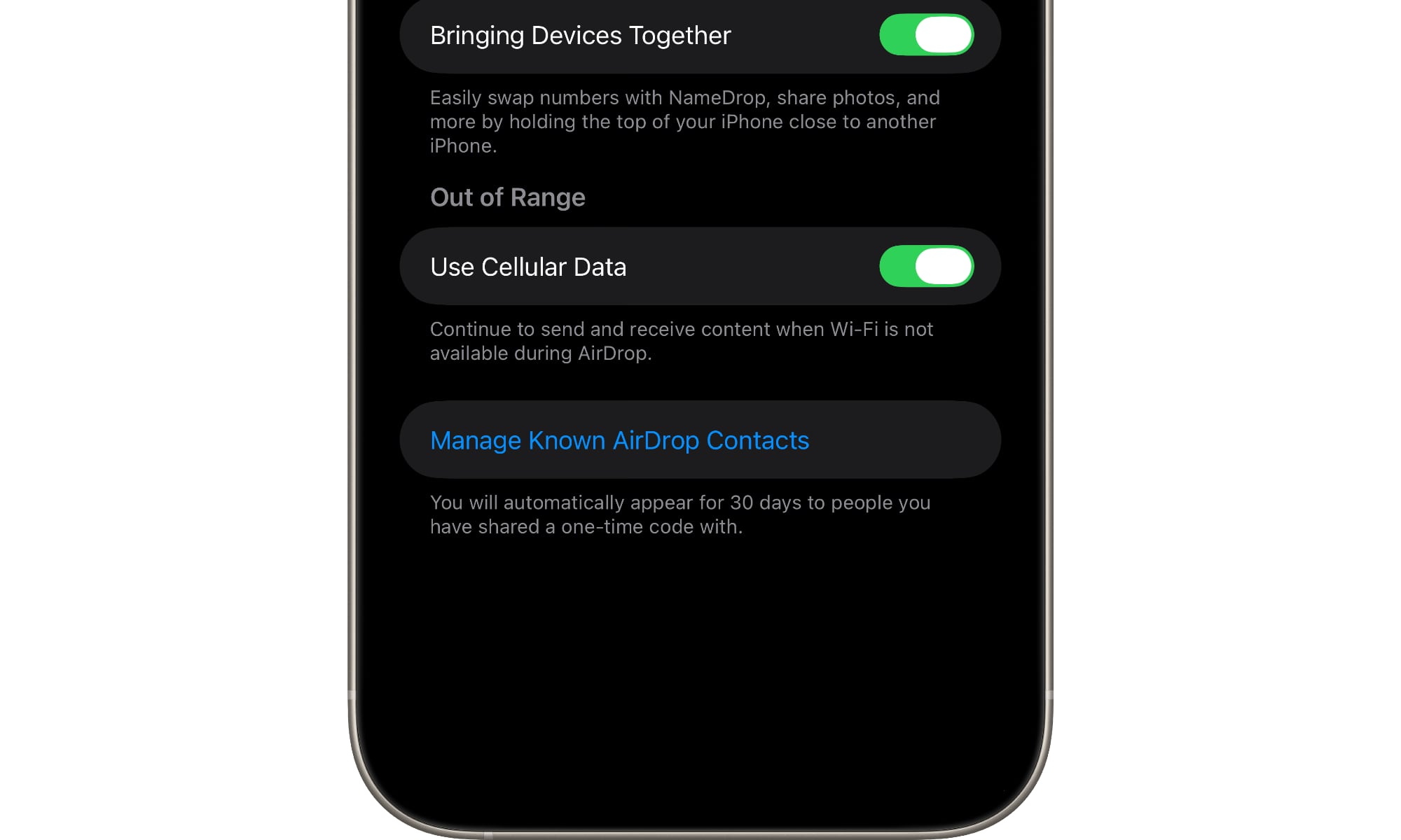 iOS 26.2 beta 3 Manage Known AirDrop Contacts