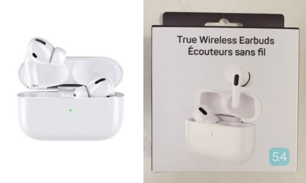 A recalled set of "True Wireless Earbuds" AirPods clones.