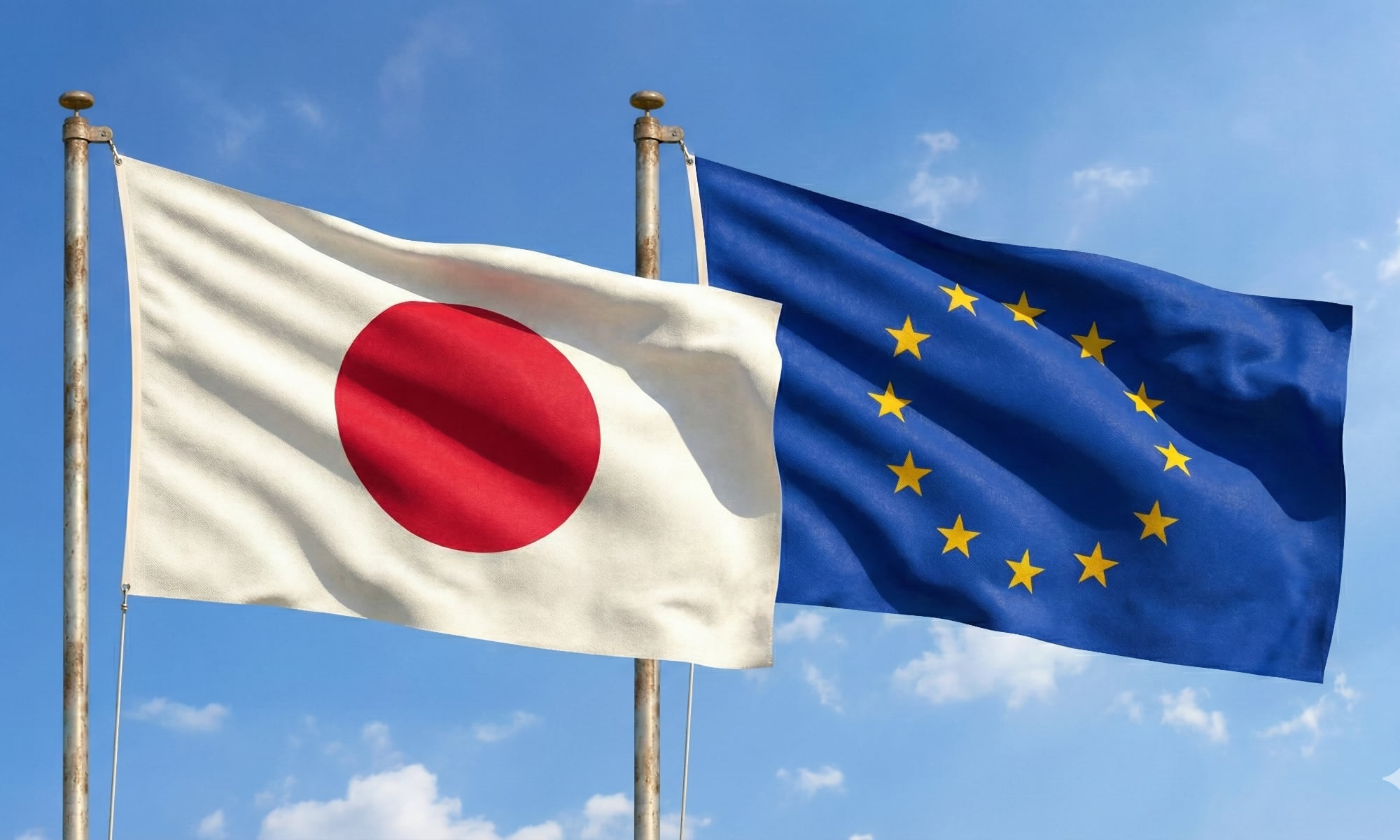 Japan and EU flags