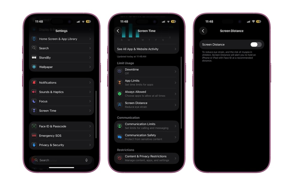 Screen Distance on iPhone