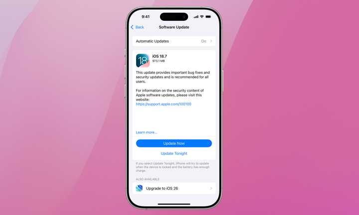 iOS 18 and iOS 26 update