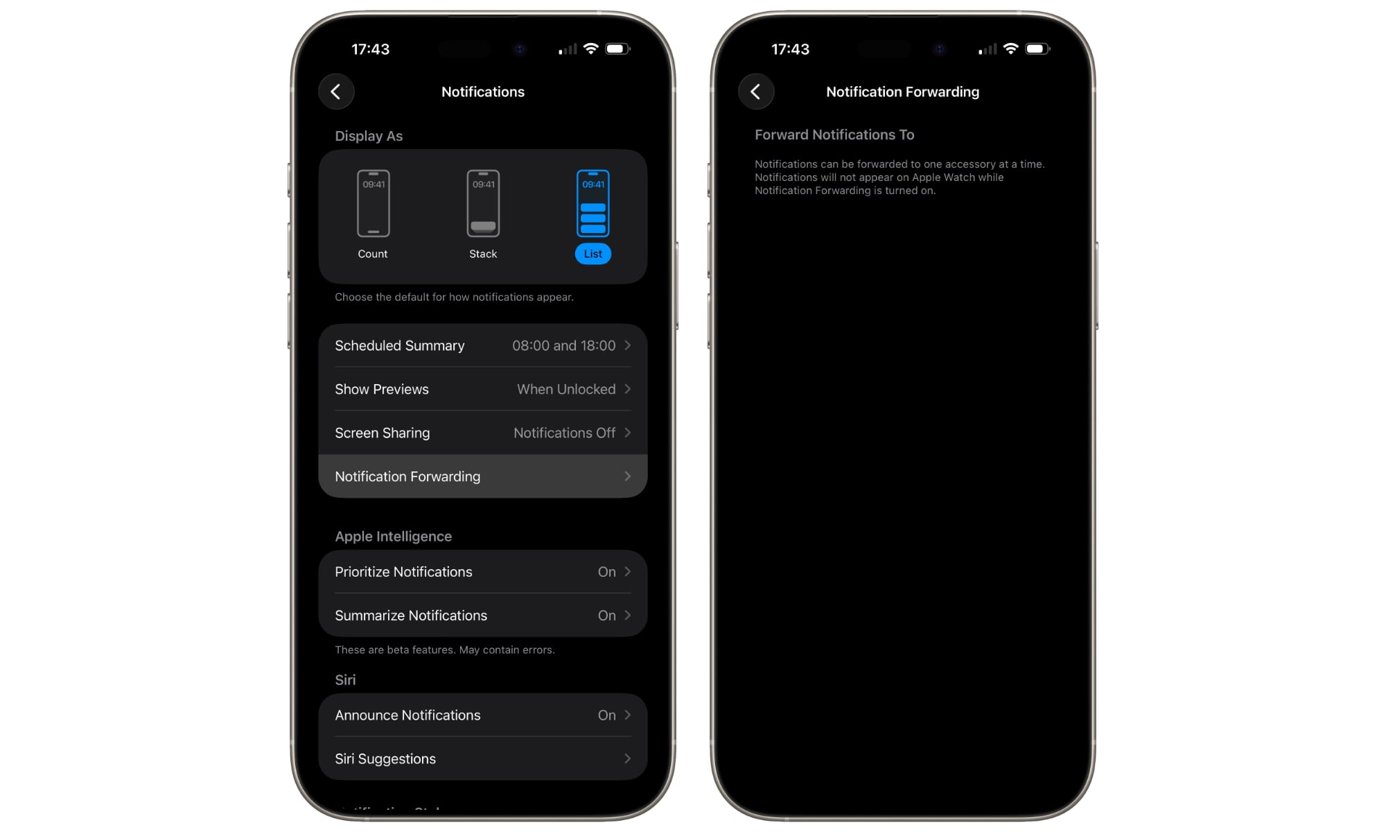 iOS 26.3 beta 1 Notification Forwarding