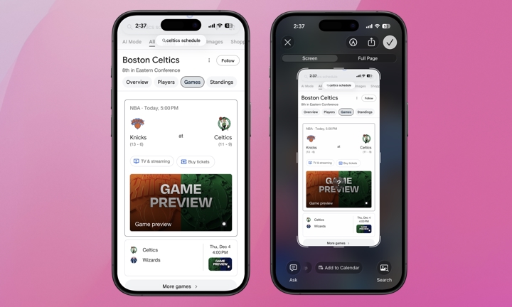 Two iPhones showing screenshot controls.