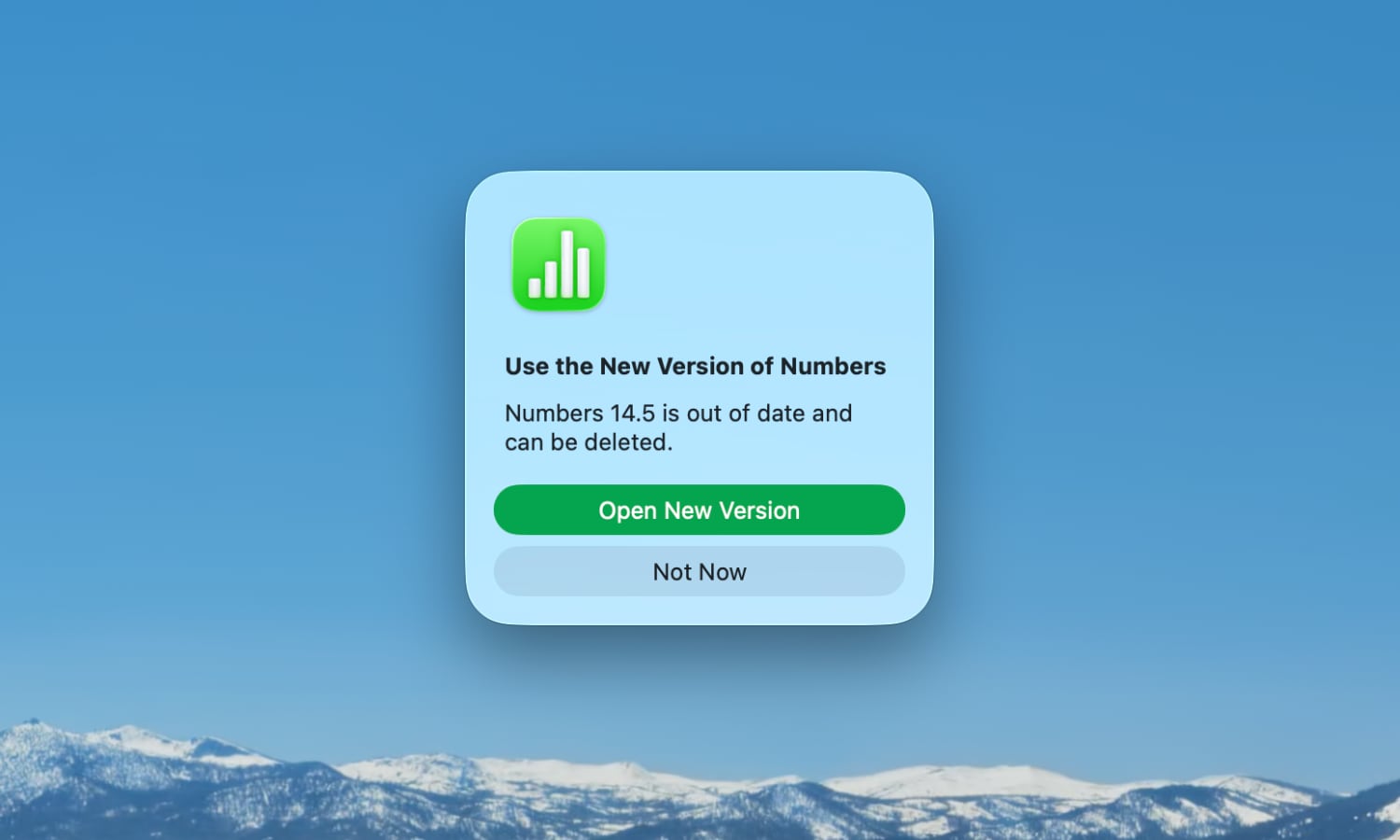 Numbers 14.5 out of date prompt