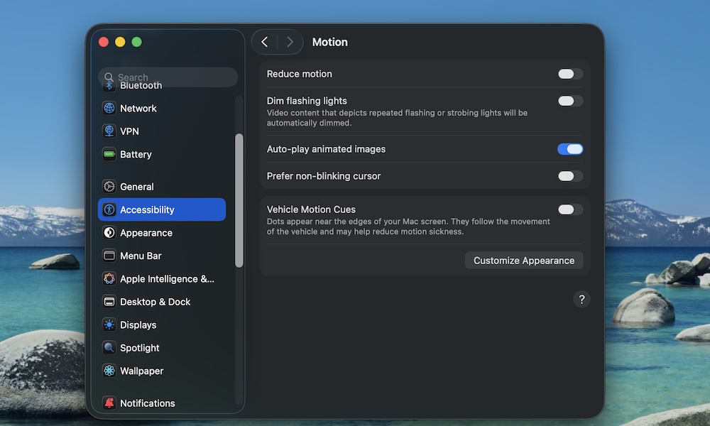 Reduce Motion on Mac