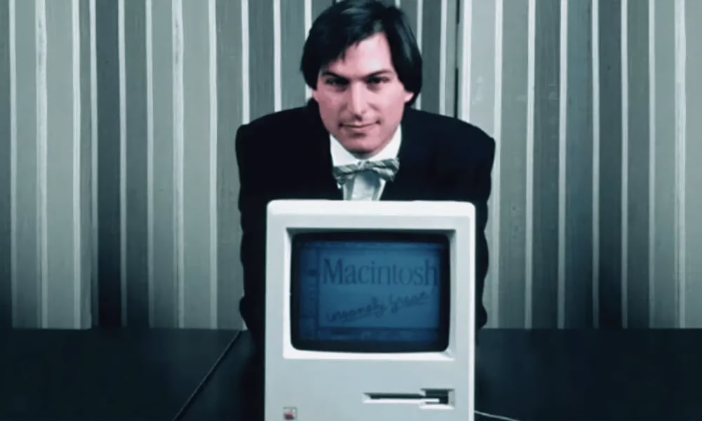 Steve Jobs bow tie Macintosh 1984