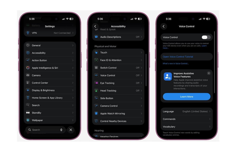 Voice Control on iPhone