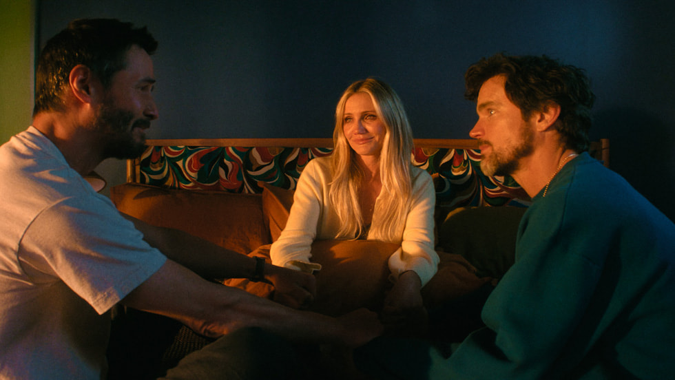 Keanu Reeves, Cameron Diaz and Matt Bomer in 'Outcome' on Apple TV.