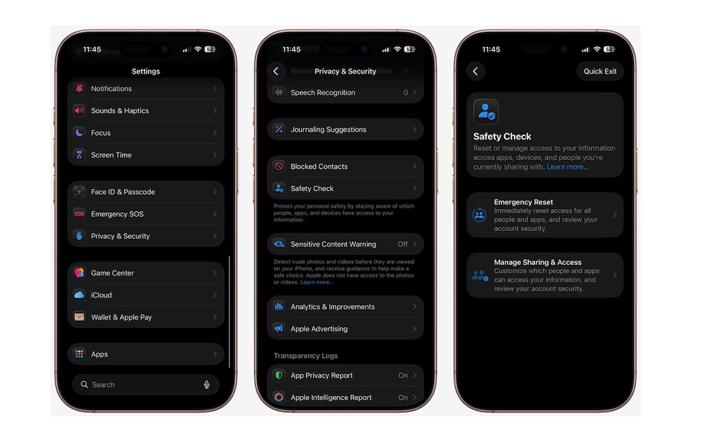 Safety Check on iPhone