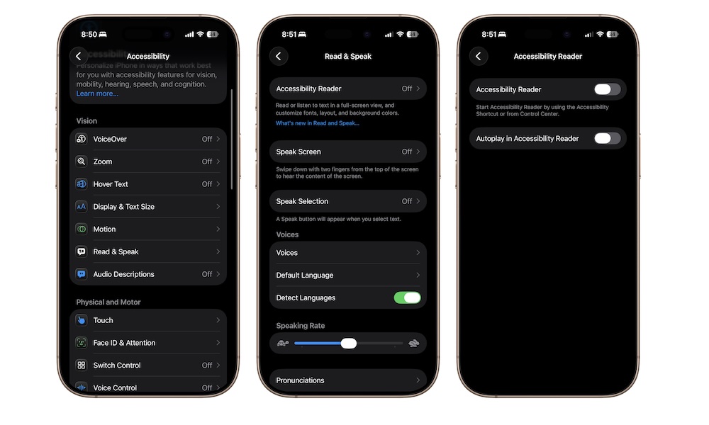 Accessibility Reader on iPhone