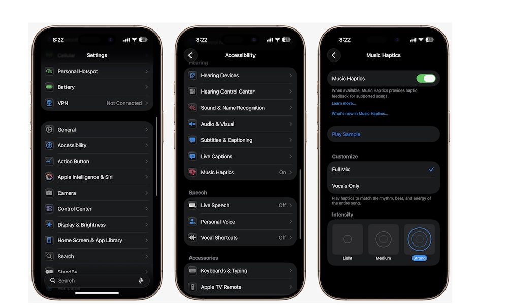 Music Haptics on iPhone