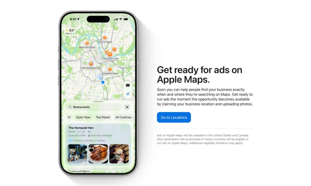 Apple Business Maps ads promo