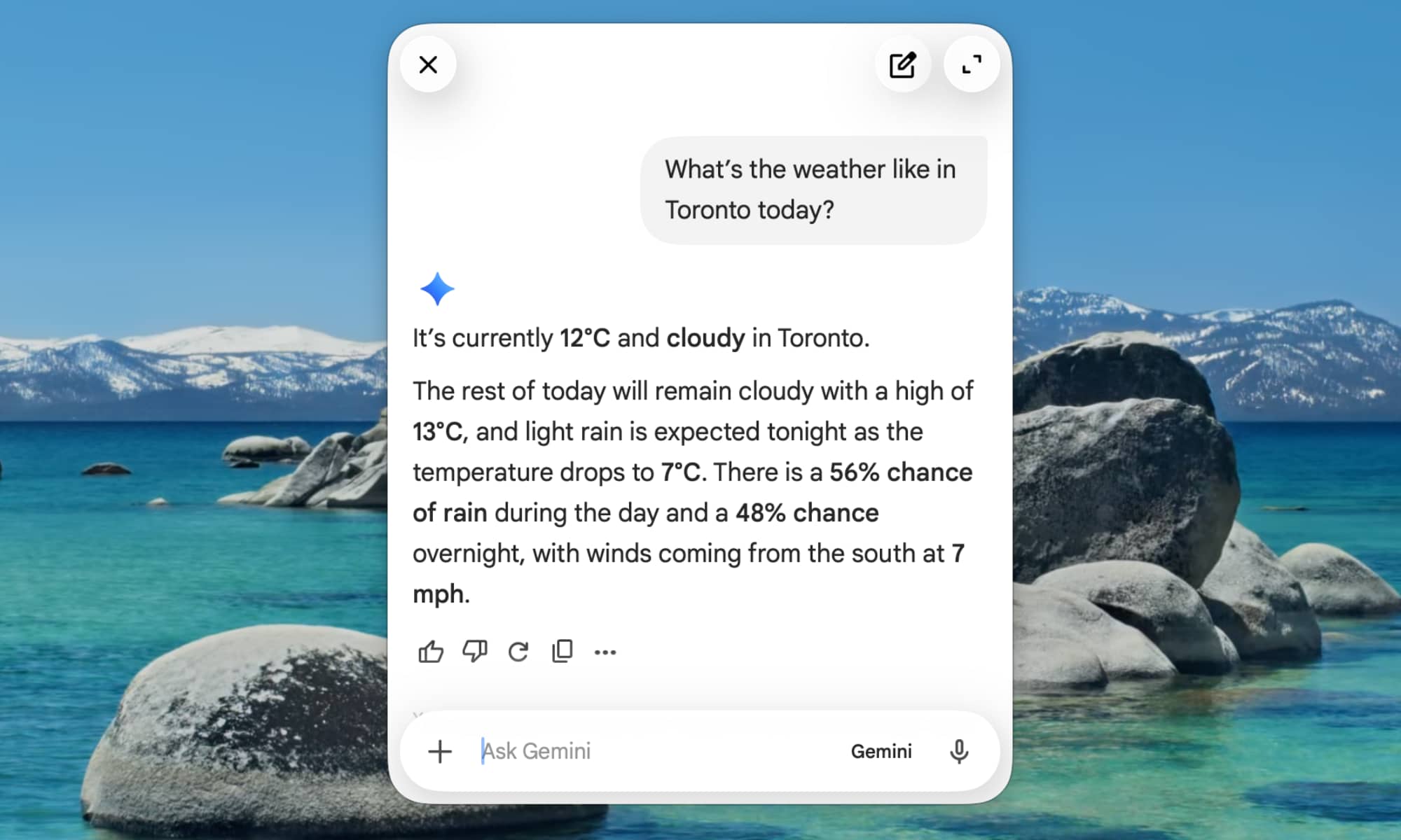 Gemini for Mac mini chat window
