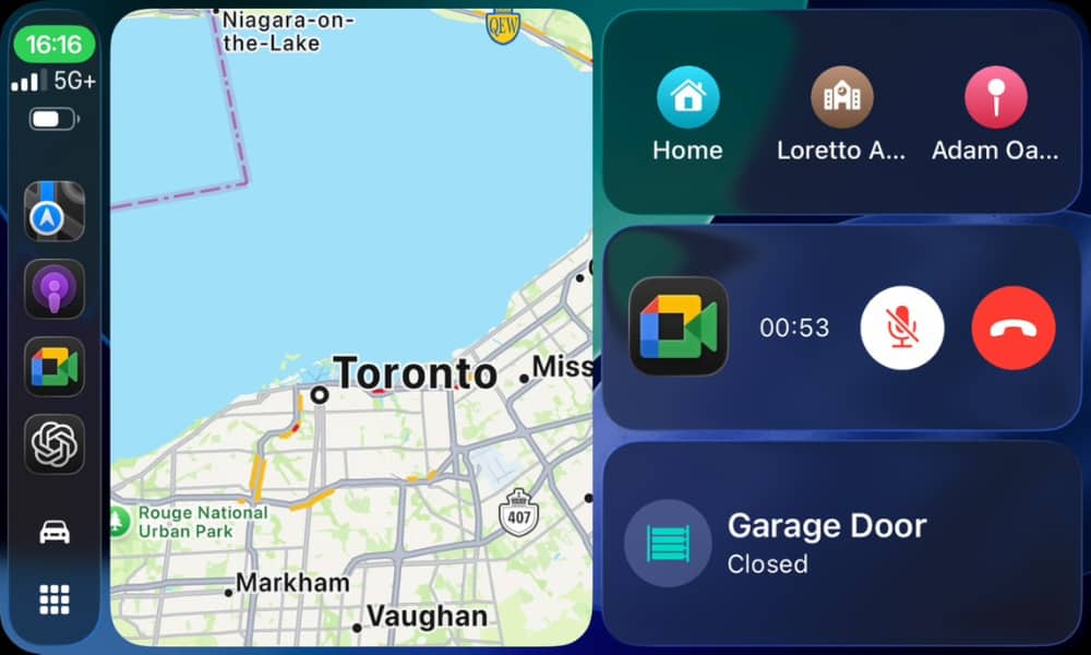Google Meet CarPlay Dashboard Screen