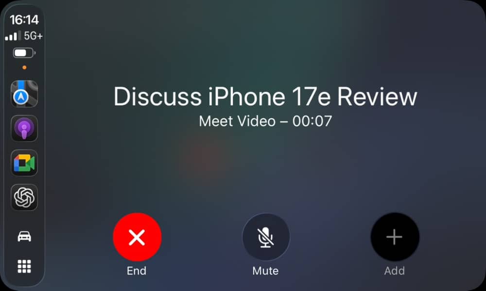 Google Meet CarPlay In Meeting