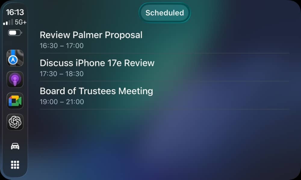 Google Meet CarPlay Scheduled Meetings