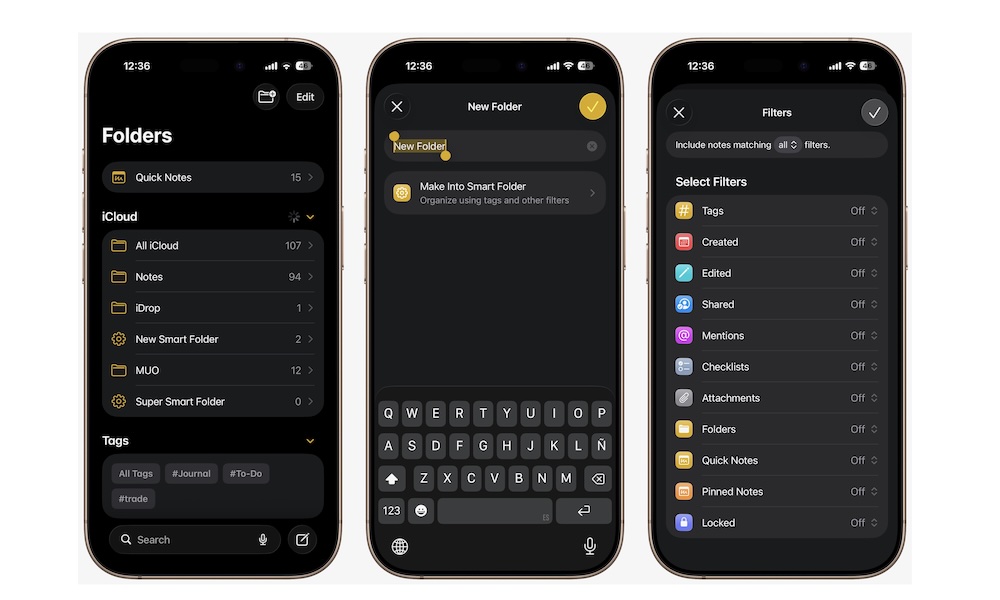 How to create Smart Folders Notes app iPhone