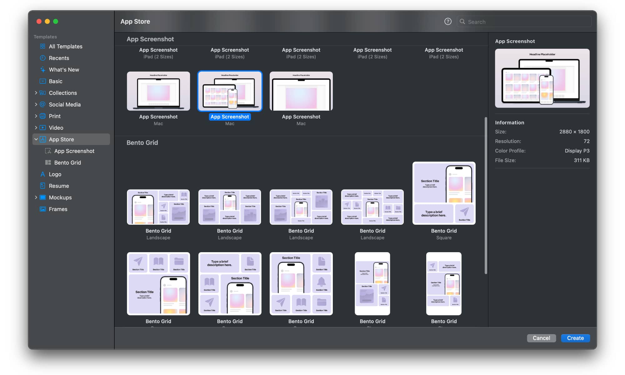 Pixelmator Pro April 2026 App Screenshot Bento Grid template