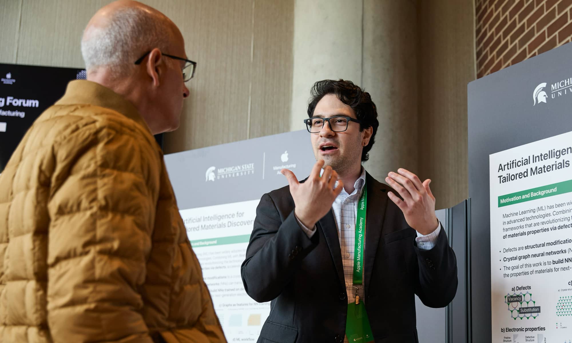 Apple Manufacturing Academy student speaking during poster session