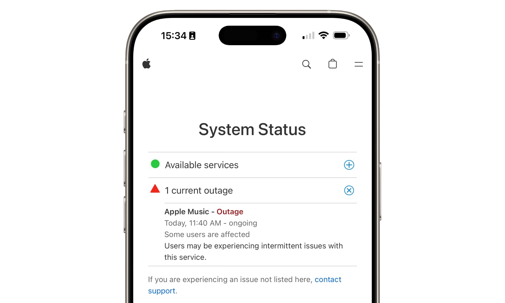 Apple Music System Status outage May 29 2026