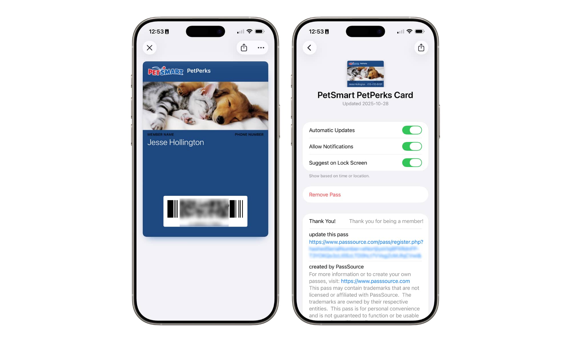 Passbook Wallet PetSmart pass created with PassSource