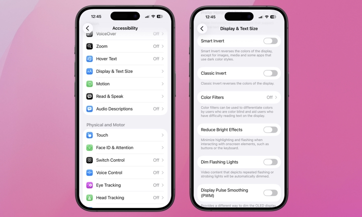 Accessibility Display & Text Size