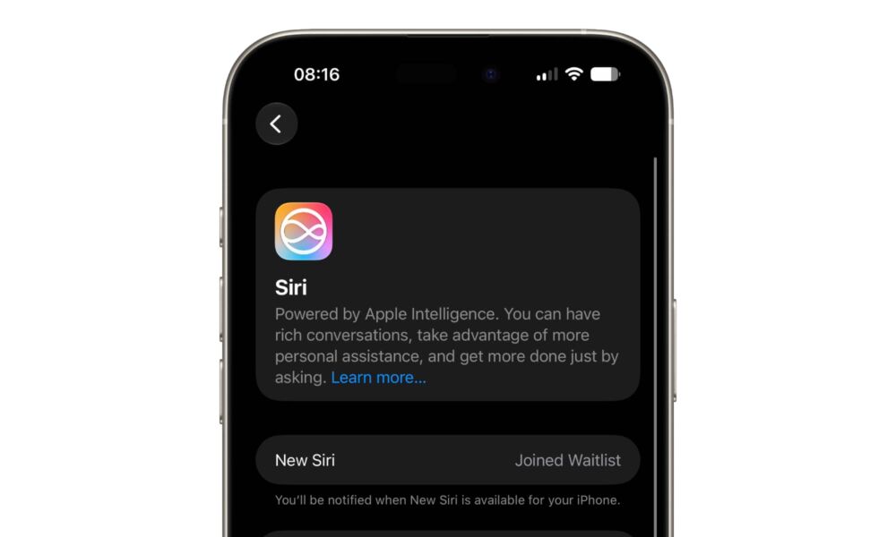 An iPhone showing the New Siri waitlist status in iOS 27.