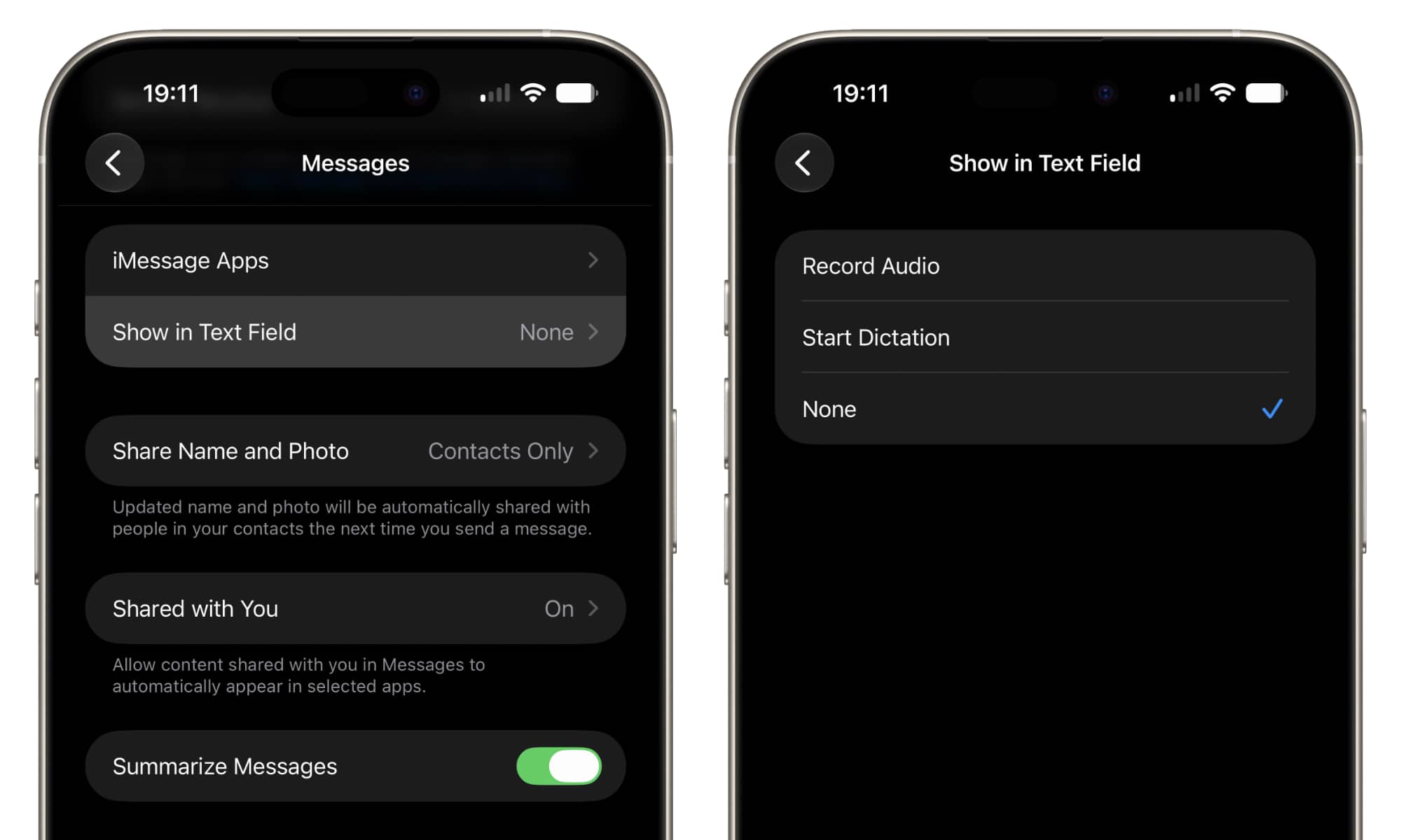 iOS 27 beta 2 Messages hide audio button