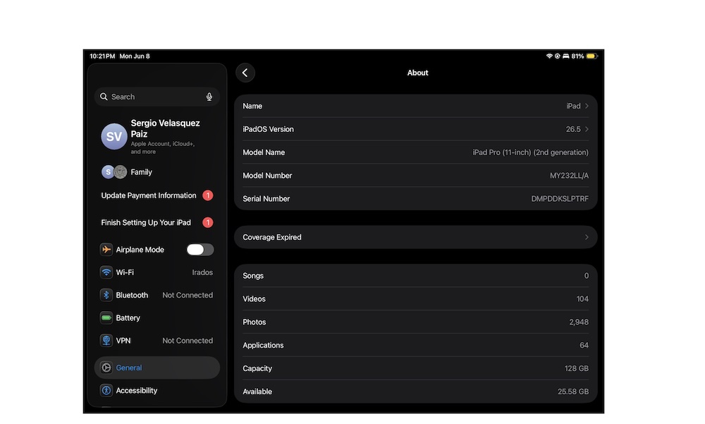 iPad Model Name