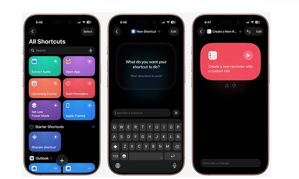 Creating Shortcuts With a description iOS 27 iPhone
