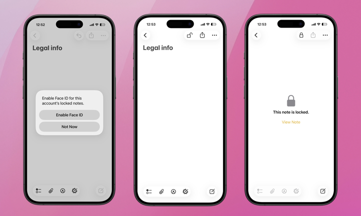 Notes FaceID Lock 2