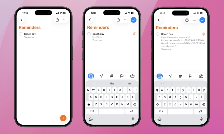 Reminders Notes Field