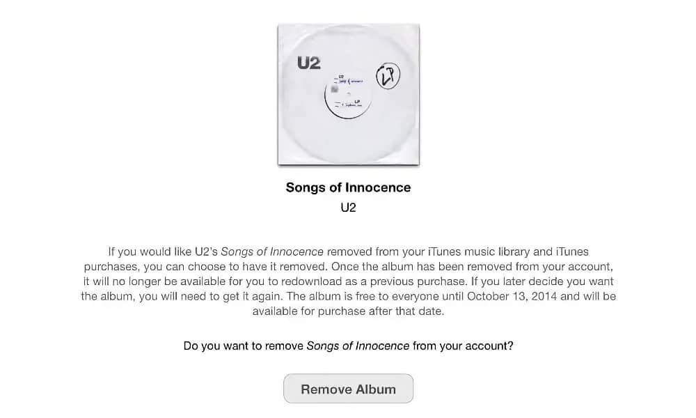 Songs of Innocence removal