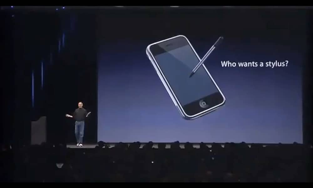 Steve Jobs Macworld 2007 iPhone no stylus