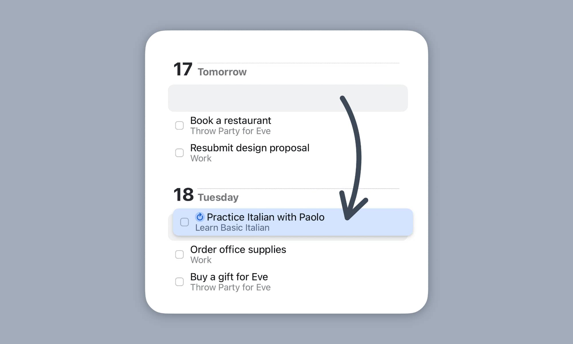Things 3.23 Reschedule Repeating task
