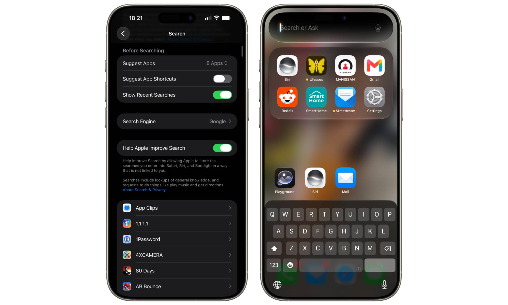 iOS 27 DB5 Before Searching settings
