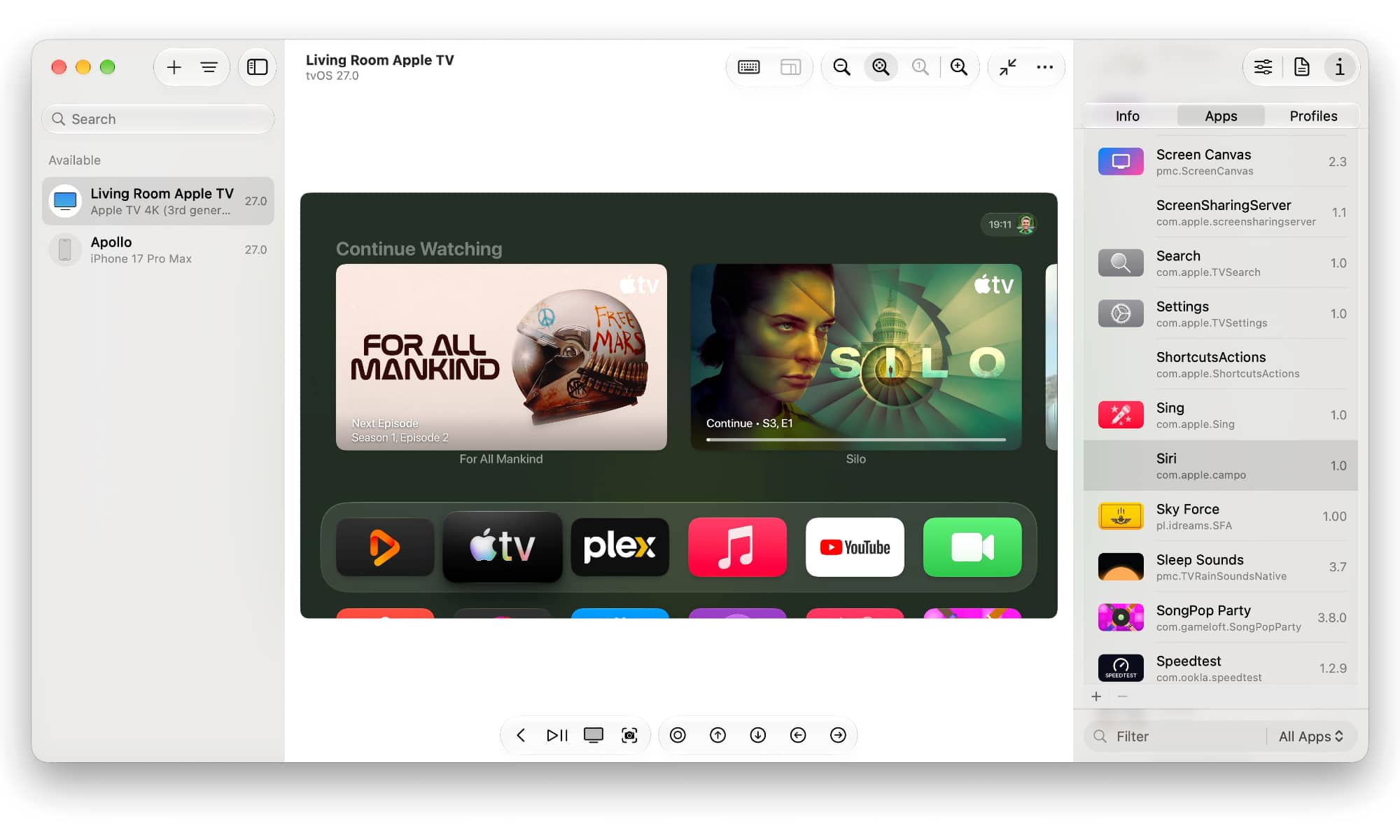 tvOS 27 Siri app xcode device hub